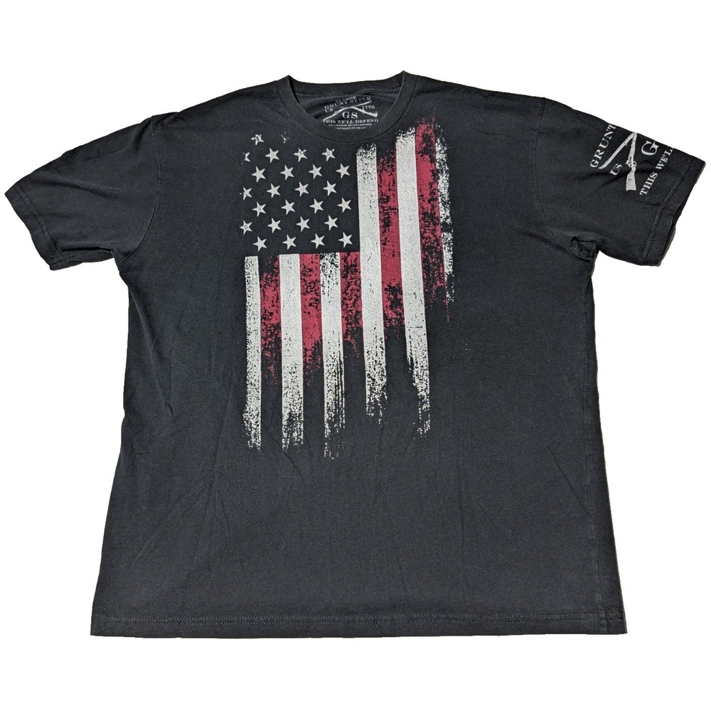GRUNTโ STYLE American Flag IF I CHARGE FOLLOW ME Double-Sided T-Shirt - Men XL